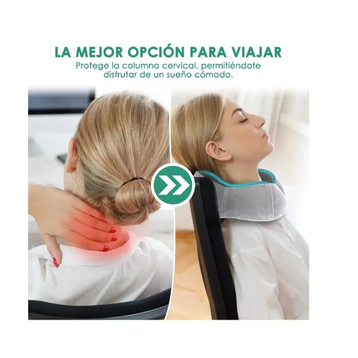 GENERICO - Almohada De Cuello Para Viaje Trabajo Cojín Soporte Cómodo Gris