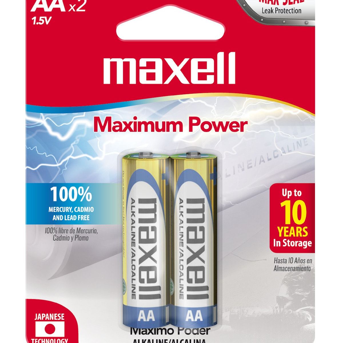 MAXELL - Pilas Alcalinas Maxell Tamaño AA 2 Unidades
