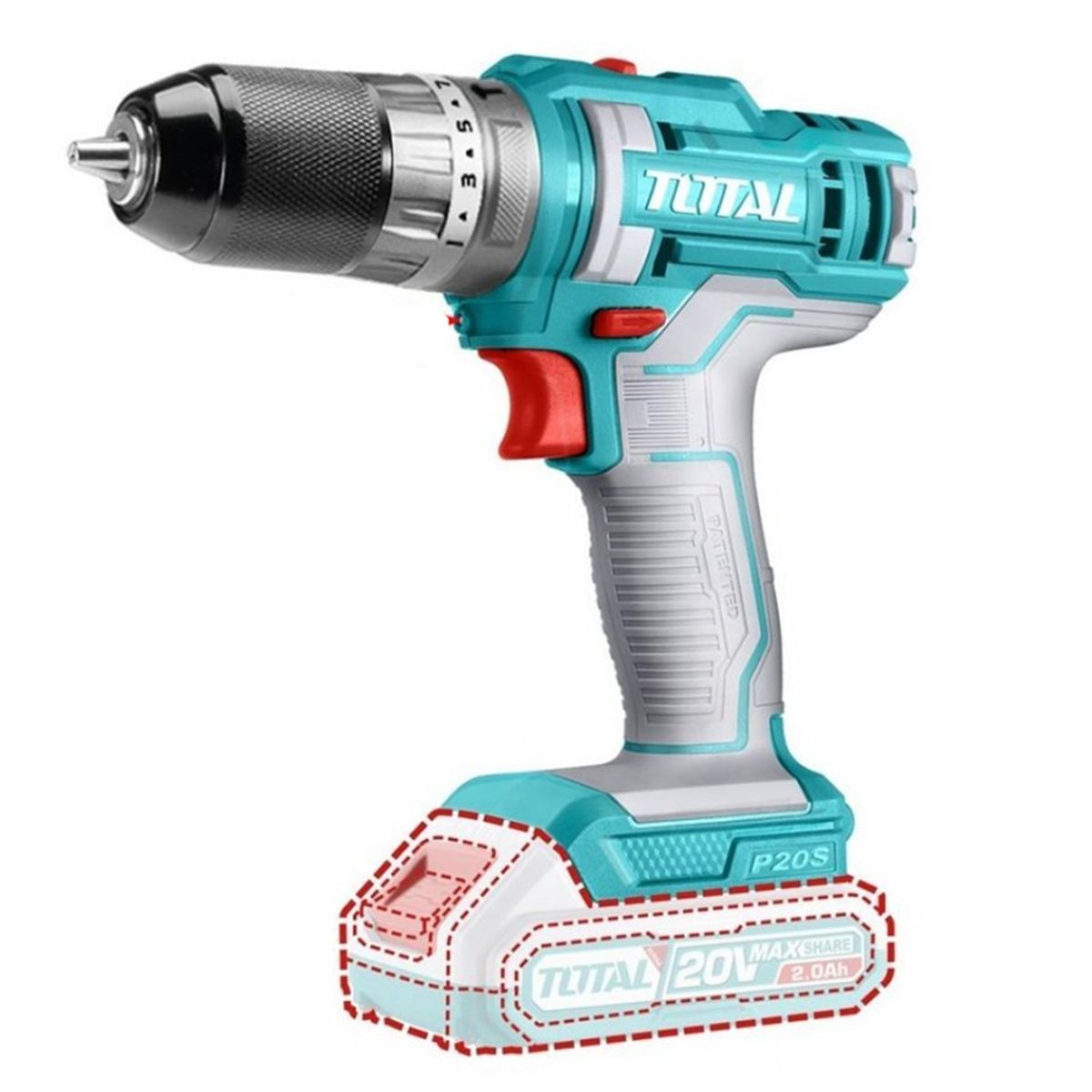 TOTAL TOOLS - Taladro Atornillador Percutor 10mm 20v Total Tidli201455