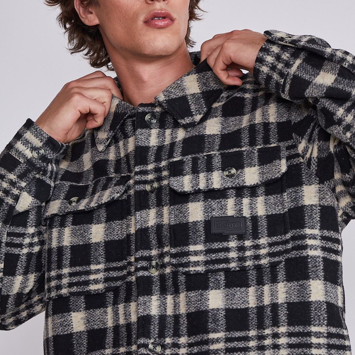 SIOUX - Chaqueta Hombre Negro Con Interior Corderito Sioux
