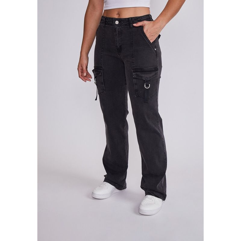 SIOUX - Jeans Mujer Negro Recto Con Bolsillos Sioux