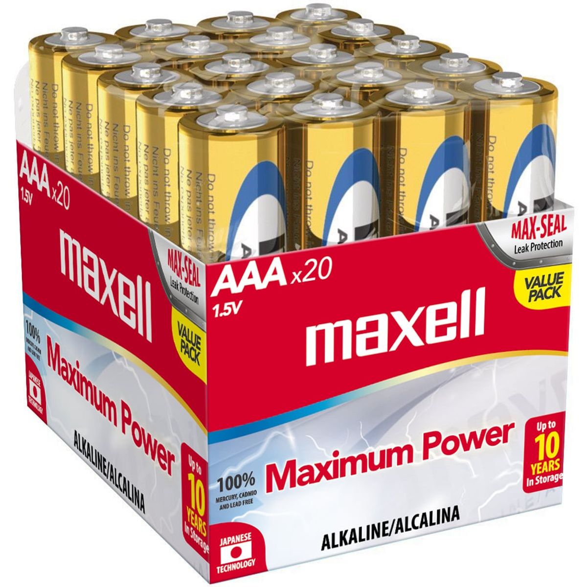 MAXELL - Pack 20 Pilas Alcalinas Maxell AAA 1.5v