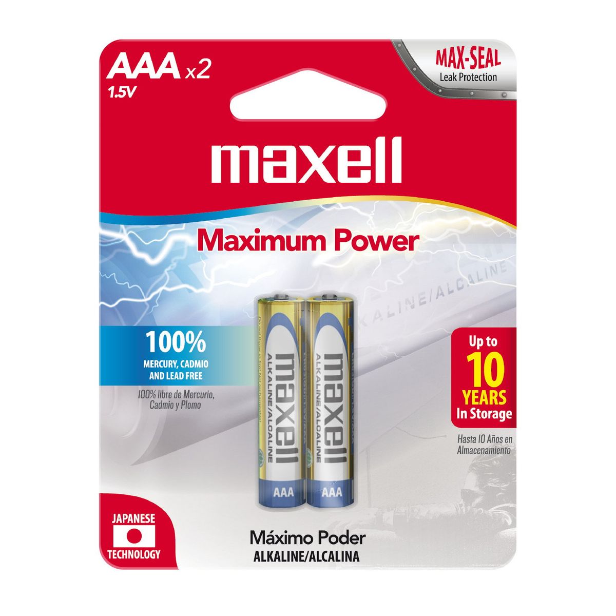 MAXELL - Pilas Alcalinas Maxell Tamaño AAA 2 Unidades