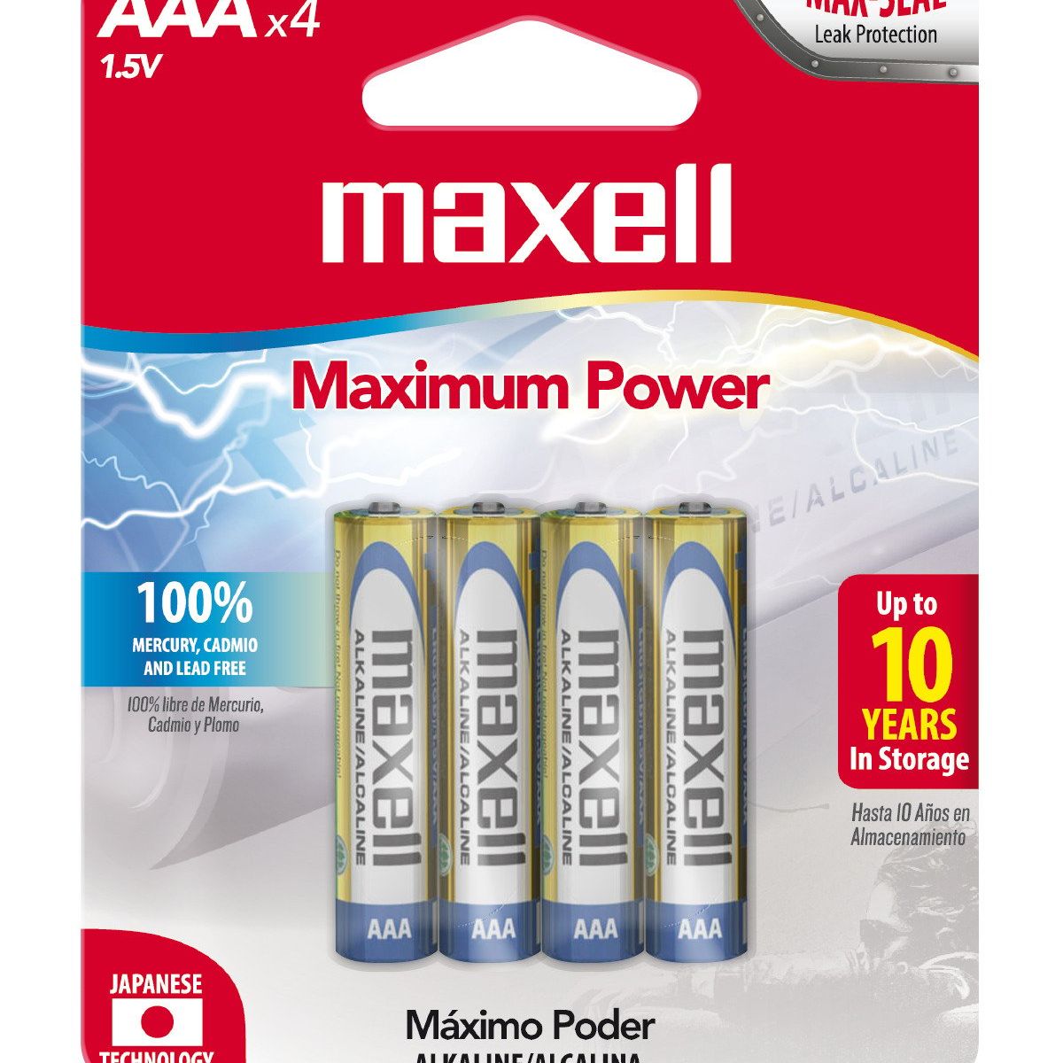 MAXELL - Pilas Alcalinas Maxell Tamaño AAA 4 Unidades