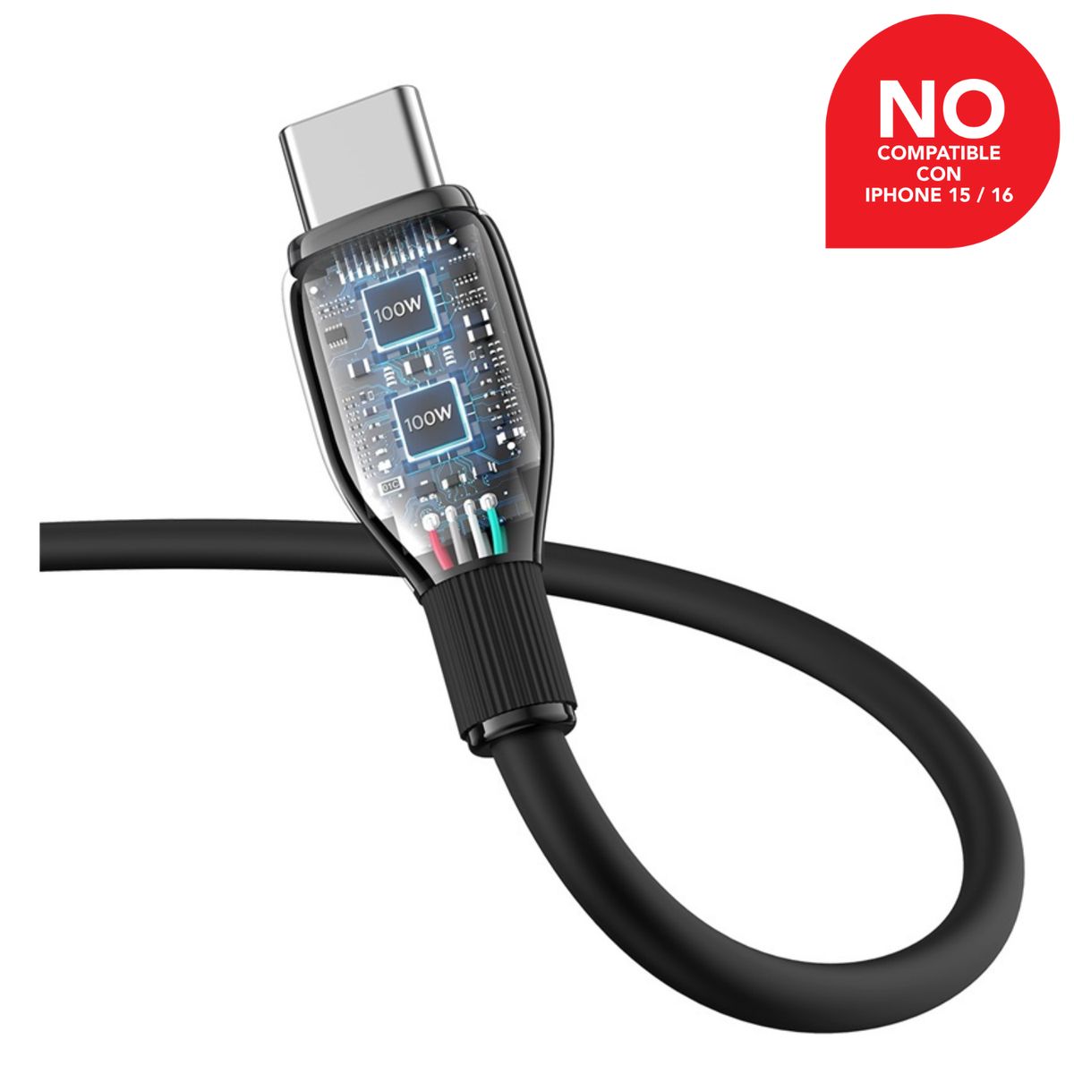 BASEUS - Cable de Carga Baseus USB a Tipo-C de 200 cm - 100W Negro