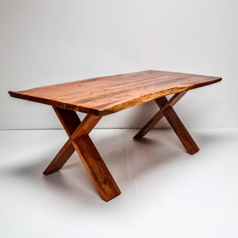 MUEBLES EL HERRERO - Mesa de comedor Girona 200×100 Madera Teca borde rústico