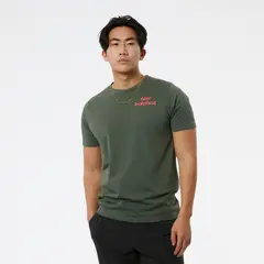 NEW BALANCE - Polera Hombre Graphic Heathertech MT1107 Verde