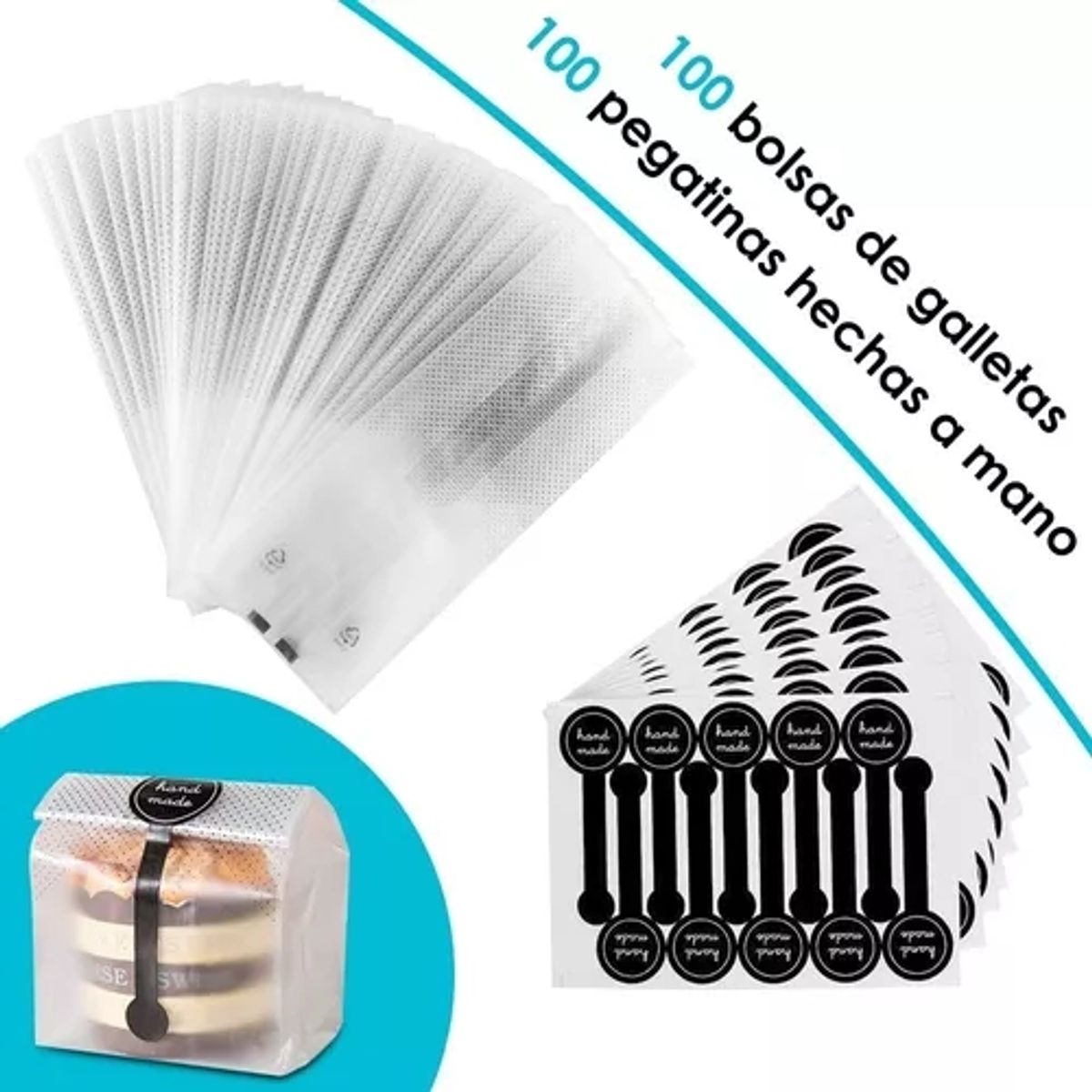 GENERICO - Bolsas De Plástico Translúcido Para Galletas Caramelo 100pzs