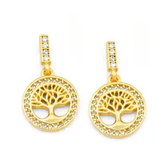 VANITE - Aros Mujer Bañado en Oro Tree Vitae Glass