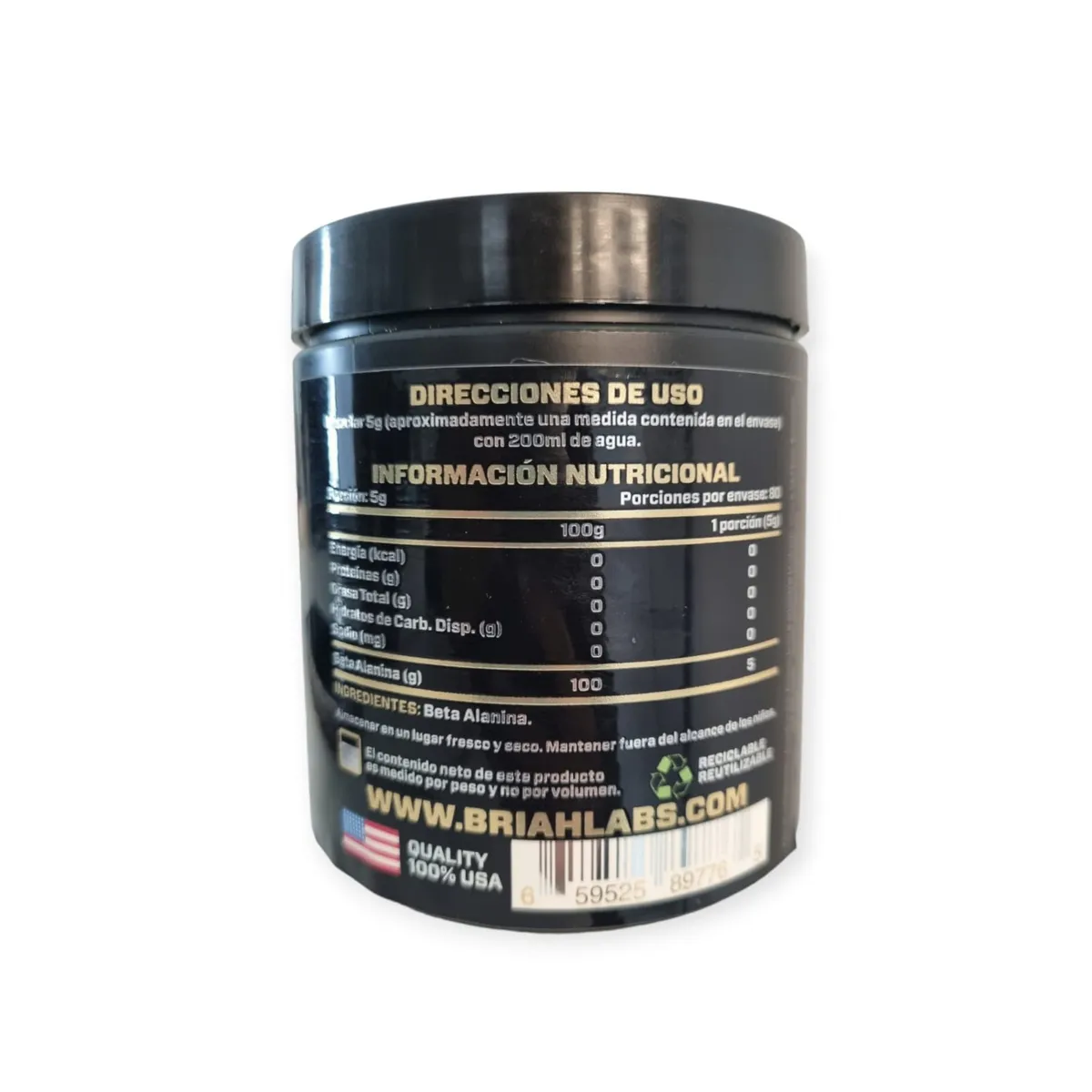 BRIAHLABS - BETA ALANINA SIN SABOR 400GR 80SV - BRIAHLABS