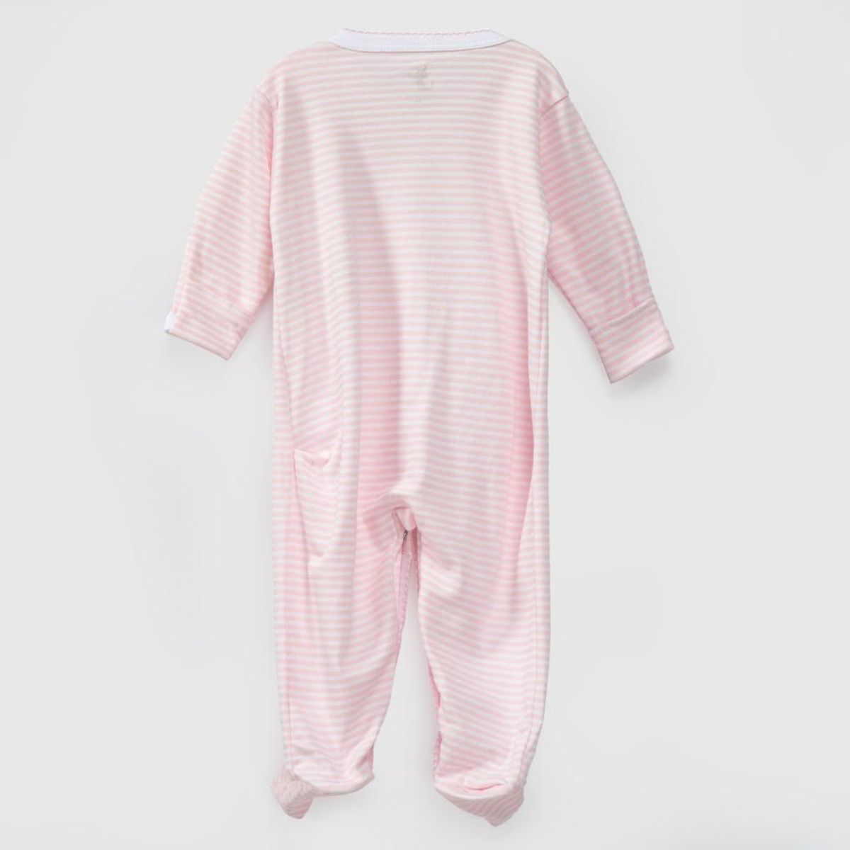 COYOTE KIDS - Enterito blanco rayas rosas algodón peruano - Blanco