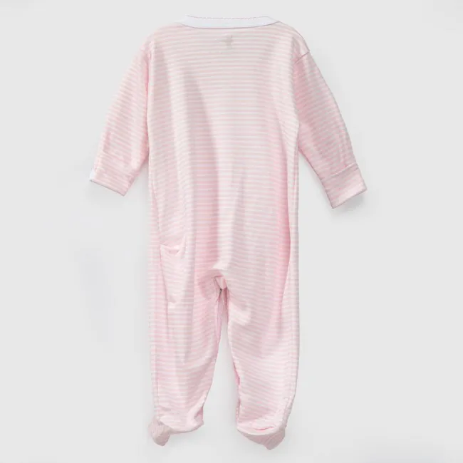 COYOTE KIDS - Enterito blanco rayas rosas algodón peruano - Blanco