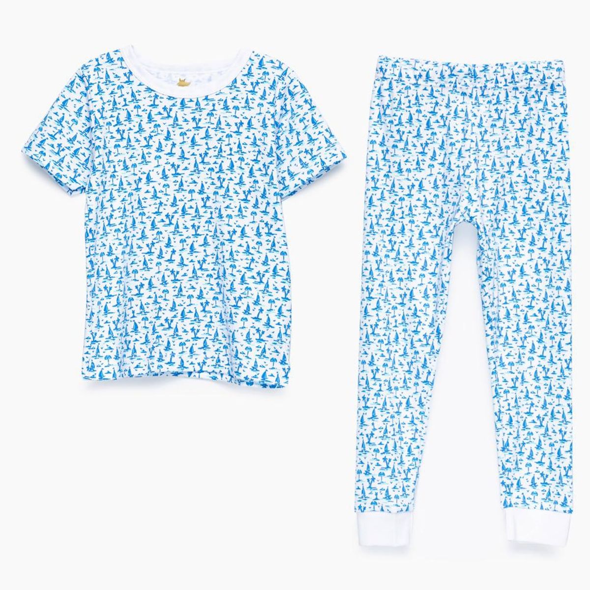 COYOTE KIDS - Pijama blanco palmeras azul algodón peruano - Azul
