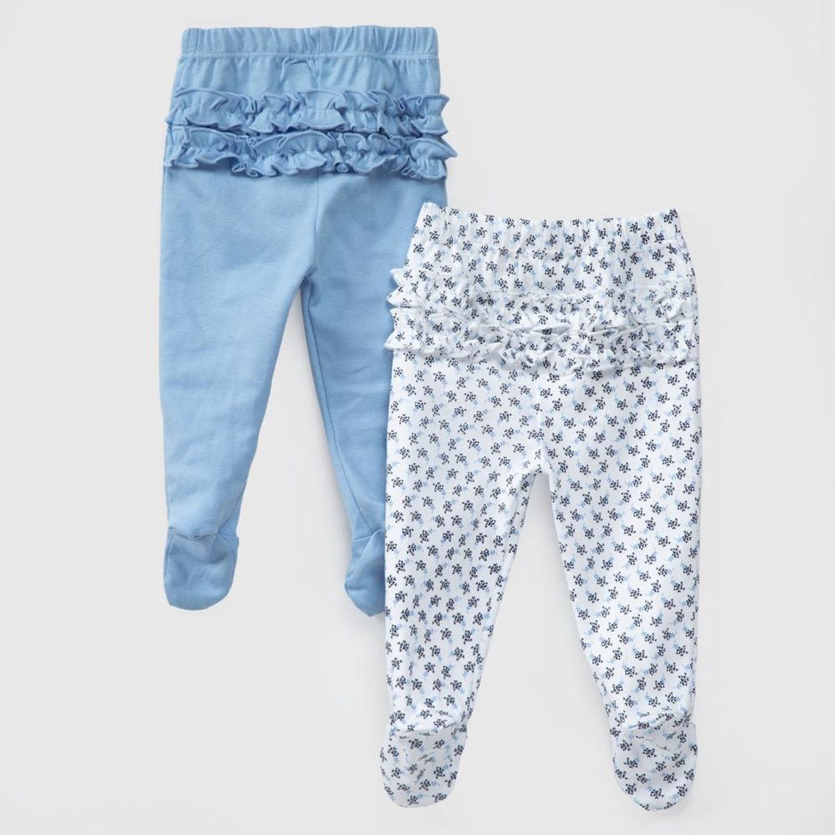 COYOTE KIDS - Pack pantalones blanco celeste hojas algodón peruano - Celeste