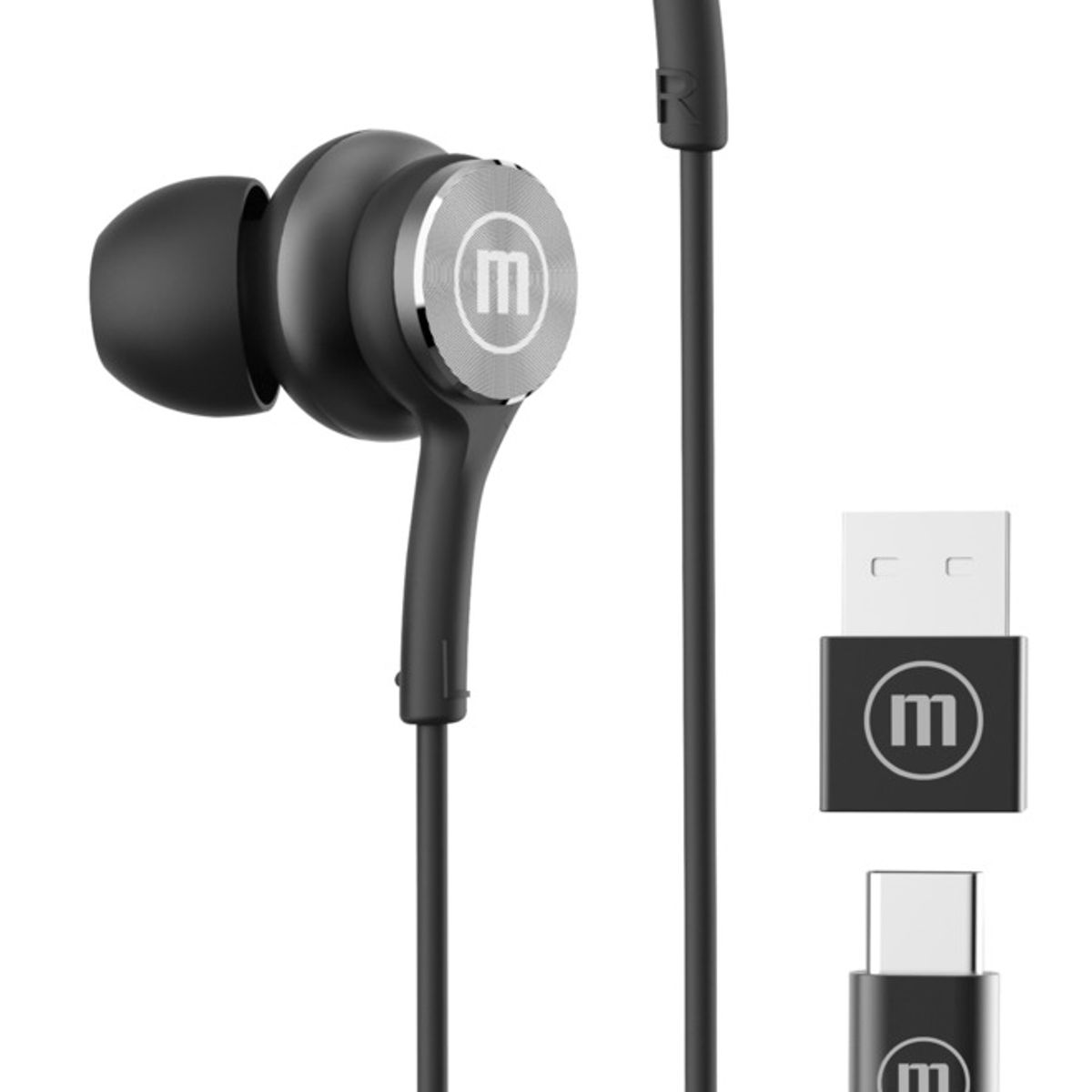MAXELL - Audífonos Maxell Tipo C Con Adaptador Usb Negro