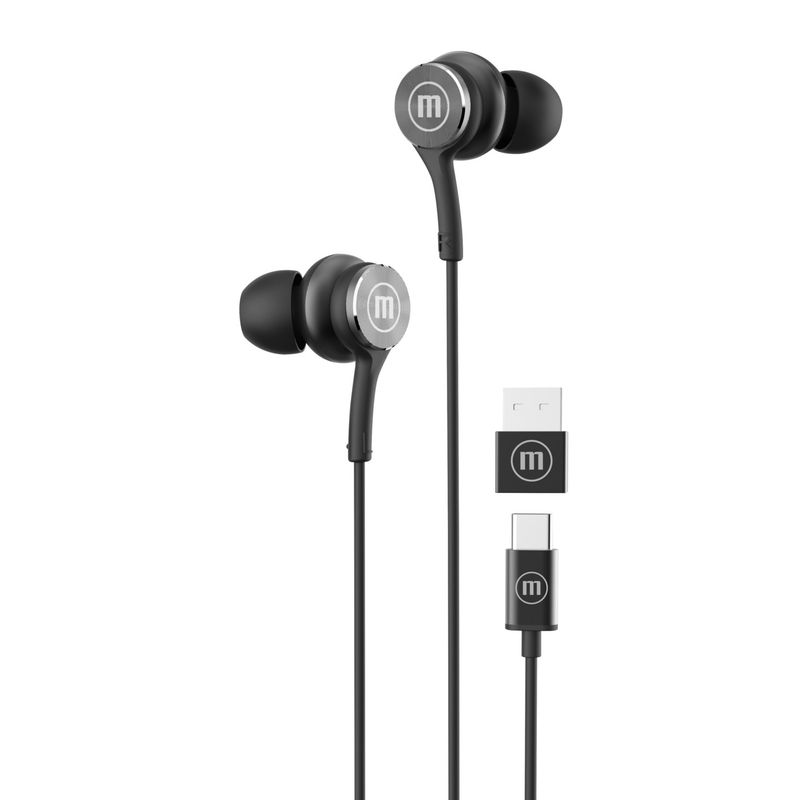 MAXELL - Audífonos Maxell Tipo C Con Adaptador Usb Negro