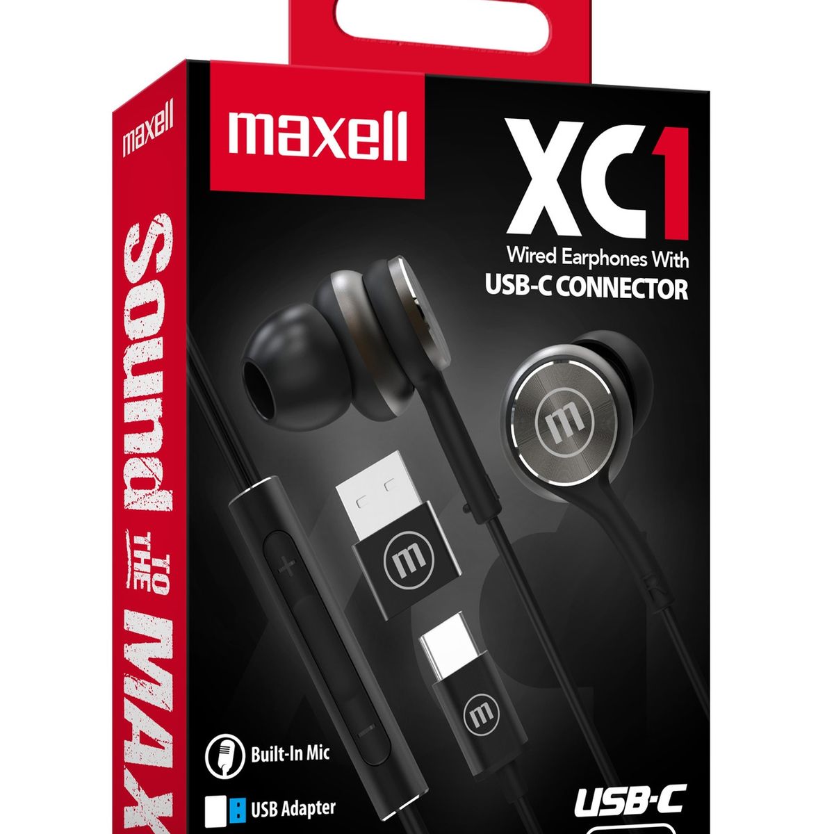 MAXELL - Audífonos Maxell Tipo C Con Adaptador Usb Negro