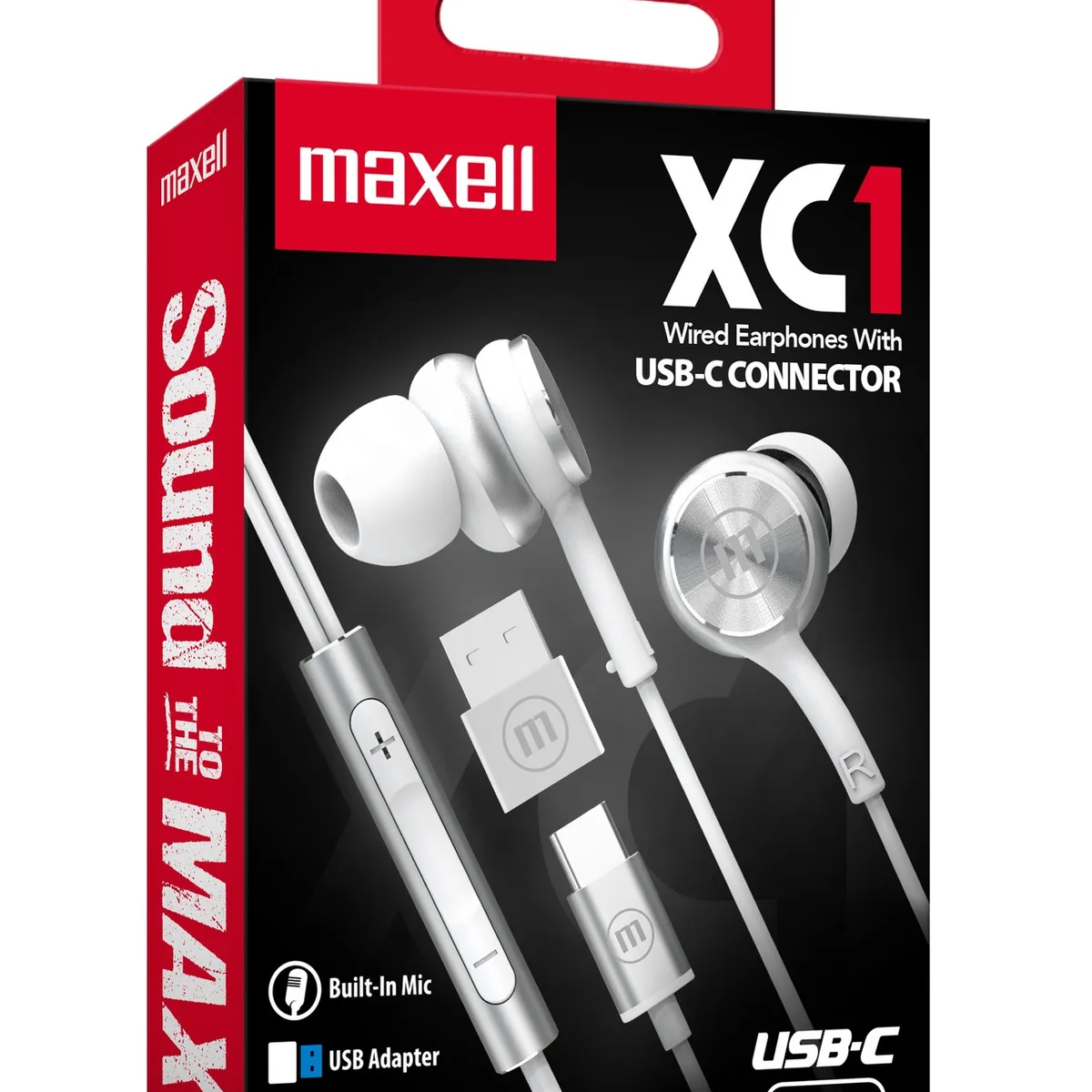 MAXELL - Audífonos Maxell TipoC Con Adaptador Usb Blanco