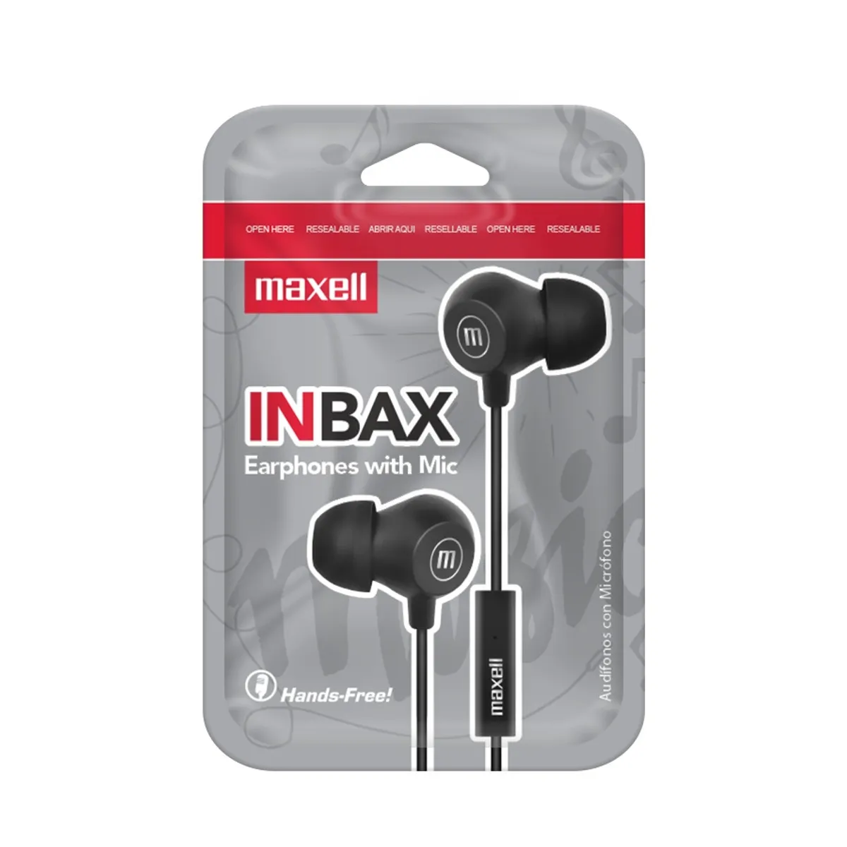 MAXELL - Audífonos Maxell IN-BAX Con Micrófono In Ear 3.5mm Negro
