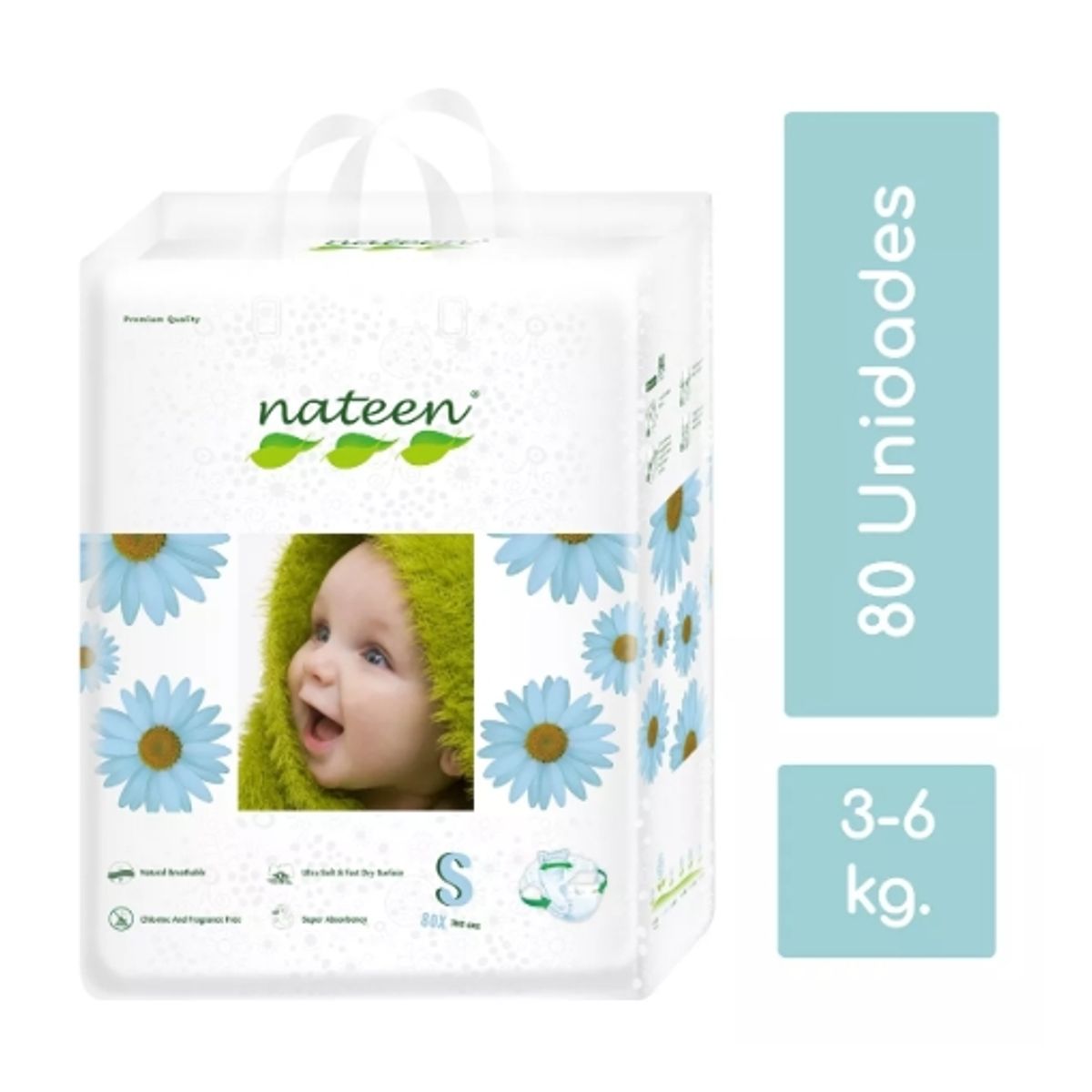 NATEEN - Pañal Nateen Premium S 80 unidades