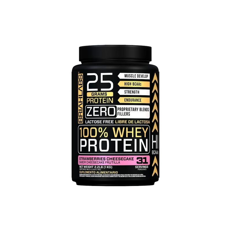 GENERICO - PROTEINA 100% WHEY PROTEIN 1 KILO STRAMBERRY CHEESECAKE - BRIAHLABS