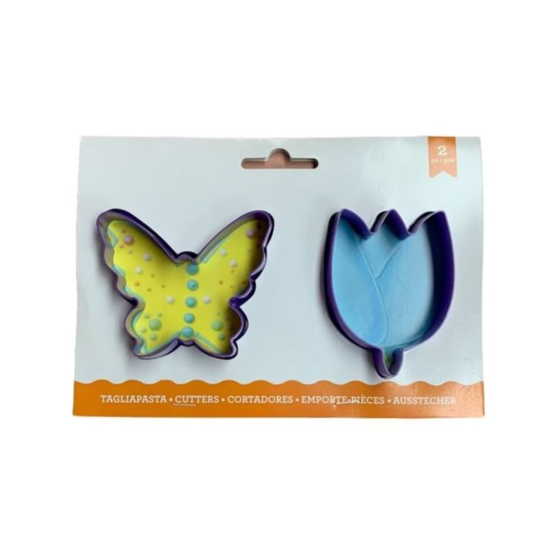 OEM - SET 2 PACK MOLDE DE CORTE GALLETAS  MARIPOSA ROSA
