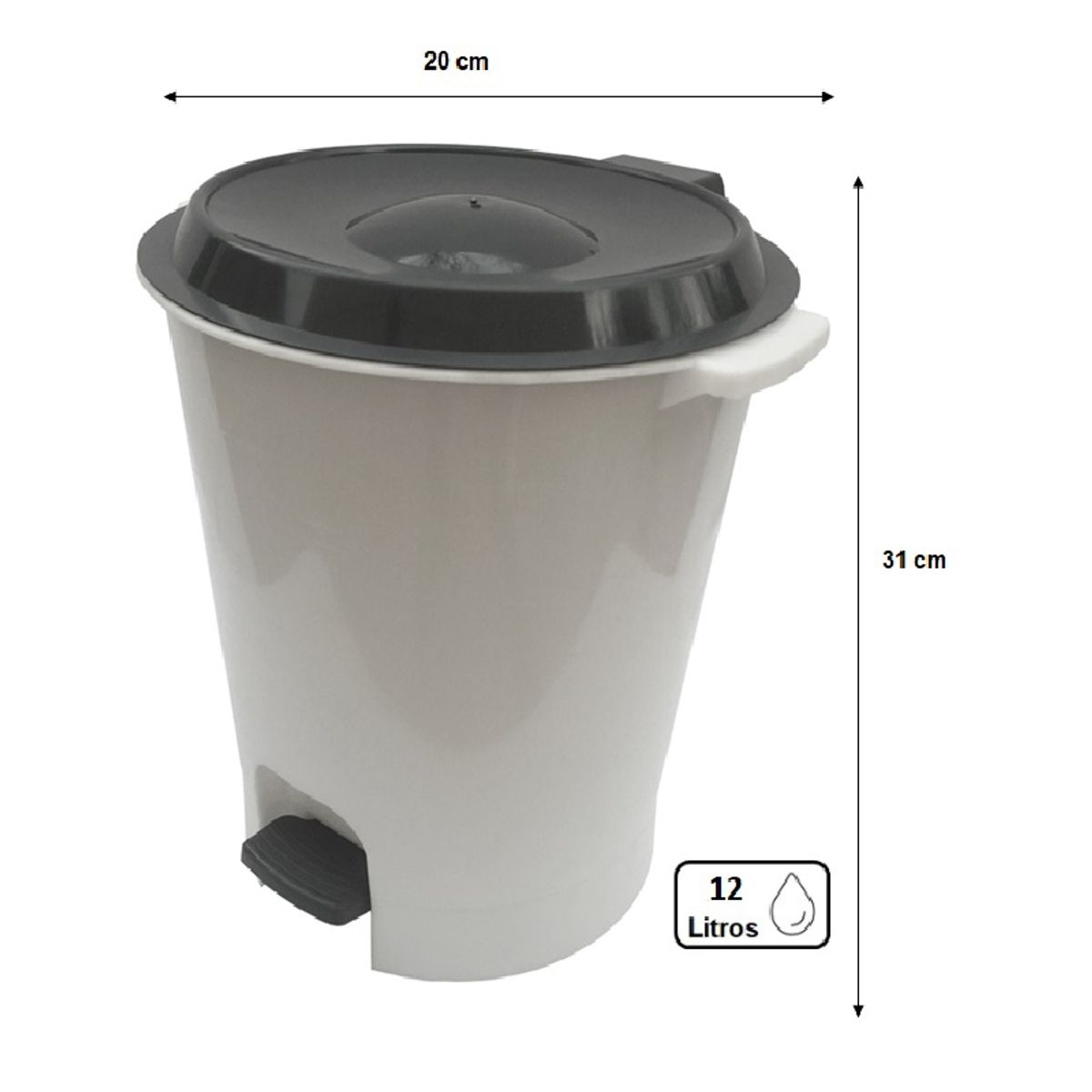 GENERICO - Basurero Pedal 12 Lts Hermético Redondo