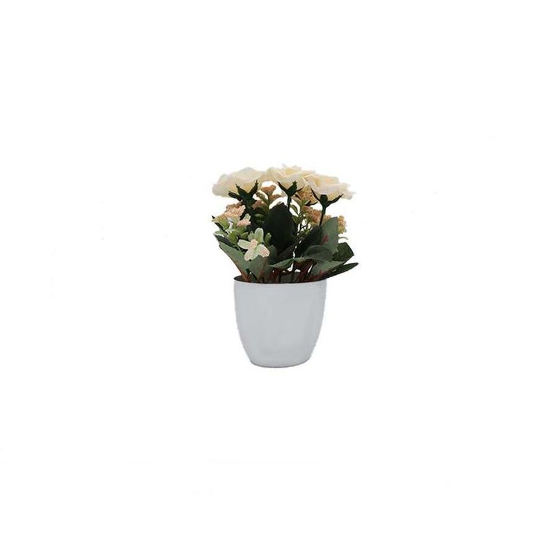 GENERICO - Flores artificiales de rosas con maceta de 21cm
