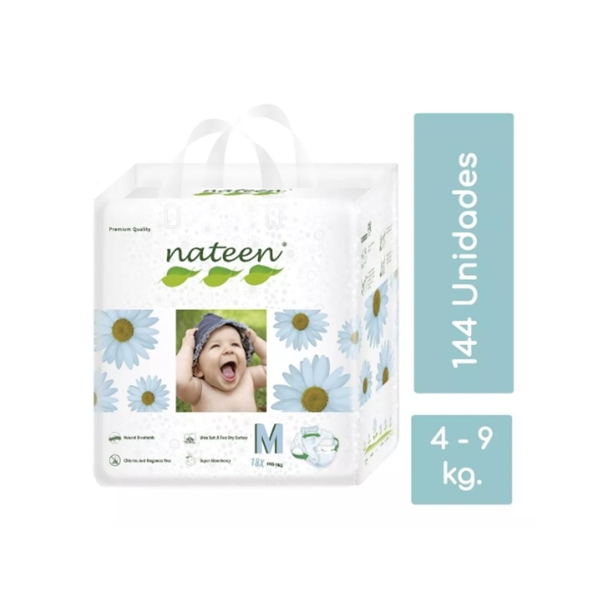 NATEEN - Pañal Nateen Premium M 144 unidades