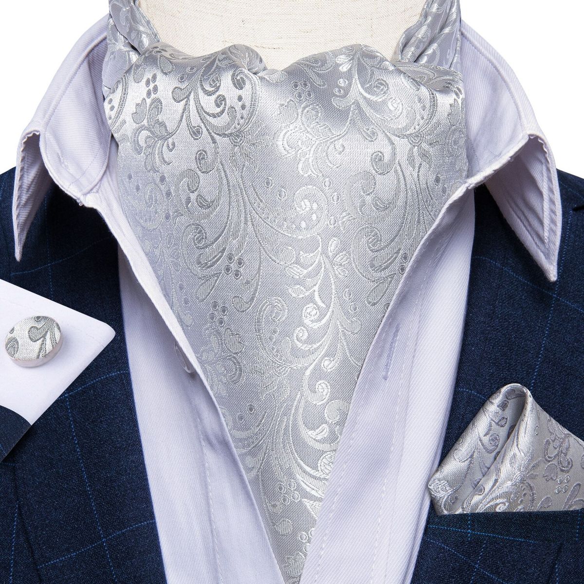 SONEC - Corbata Gruesa Ascot Paño y Colleras Formal Hombre Interior Cravat