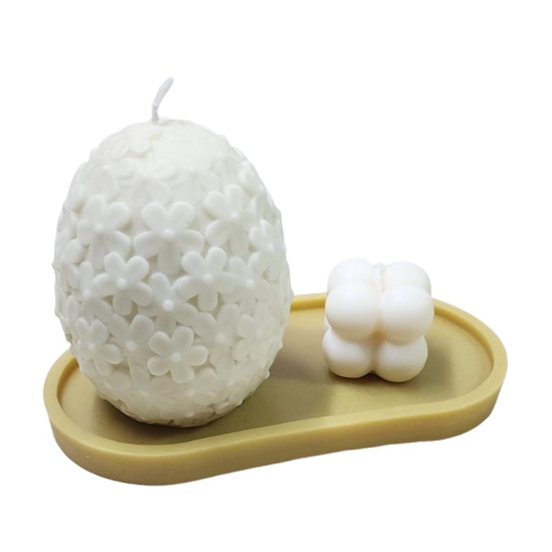 SCENTS CHILE - SET VINCAS CREMA. 1 VELA VINCA 320GM + 1 VELA BURBUJA 38GM+ BASE 25GM