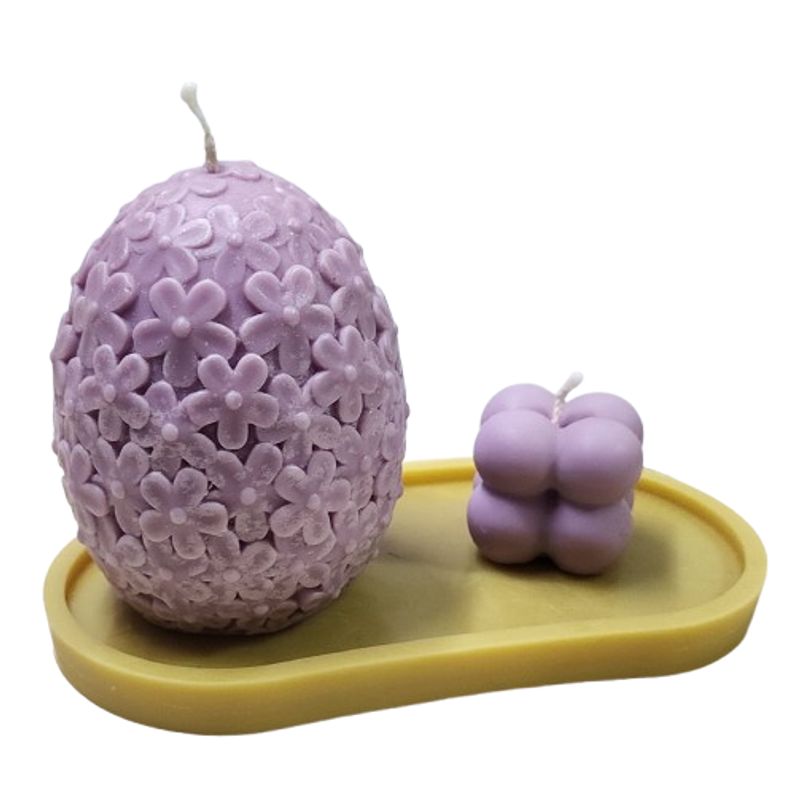 SCENTS CHILE - SET VINCAS LILA. 1 VELA VINCA 320GM+ 1 VELA BURBUJA 38GM+ BASE 25GM