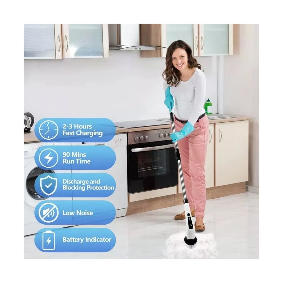 GENERICO - Cepillo 7 En 1 De Limpieza Eléctrico Giratorio Recargable