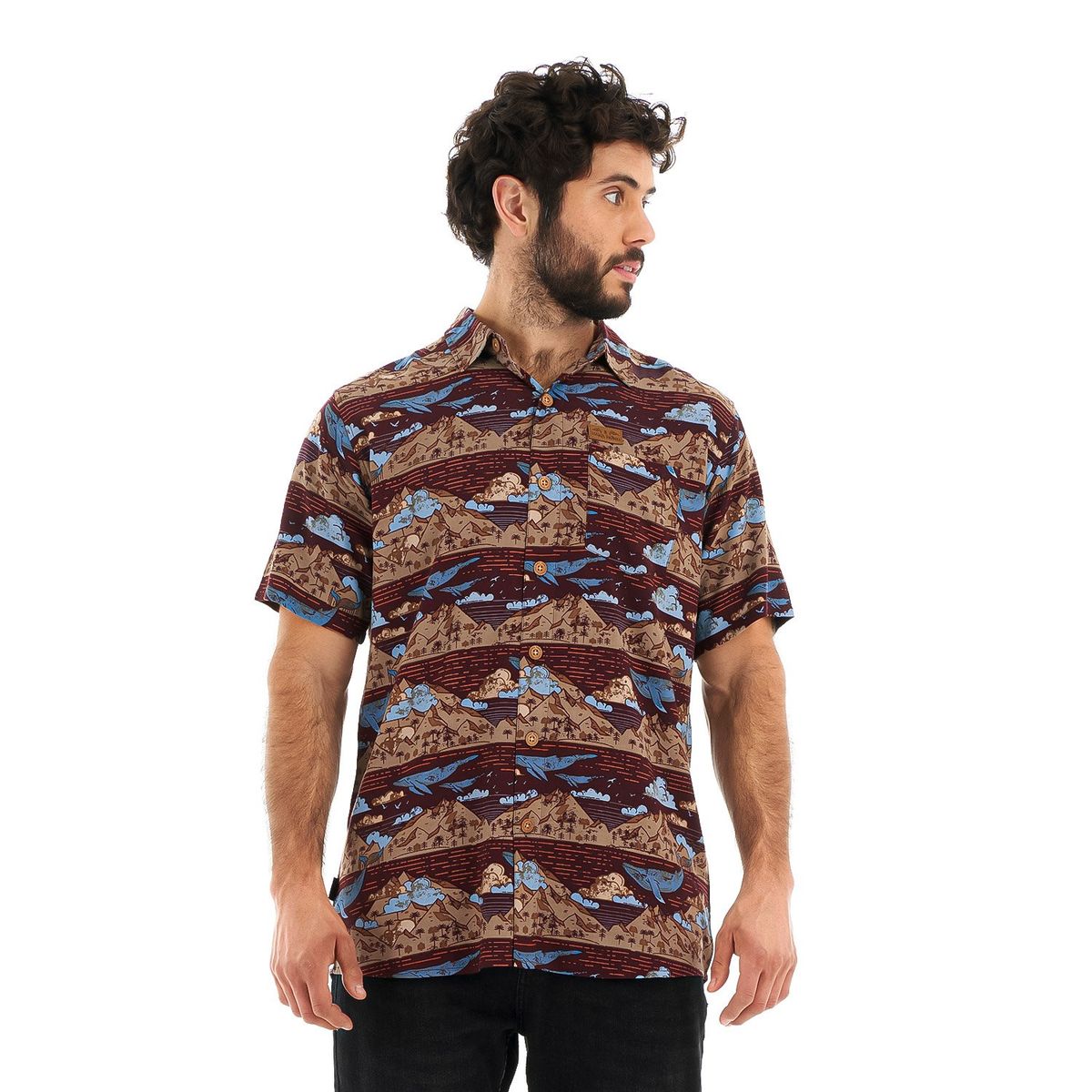 HAKA HONU - Camisa Hombre Anameizon Burdeo Haka Honu