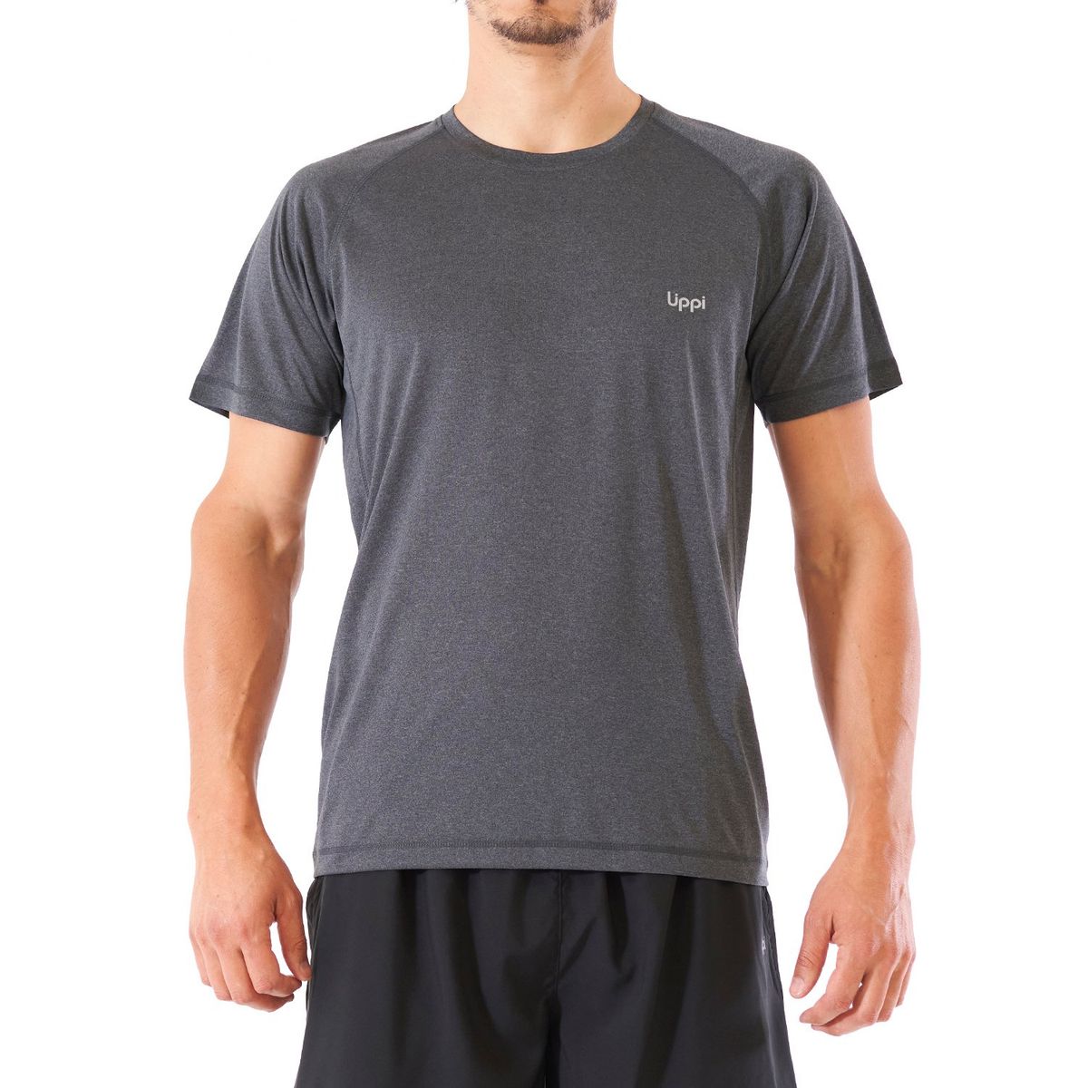 LIPPI - Polera Hombre Core Q-Dry T-Shirt Melange Grafito Lippi