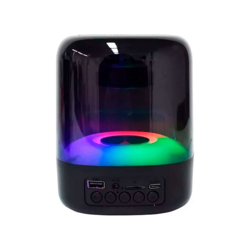 GENERICO - Parlante Bluetooth Portátil Rgb Led Color Negro