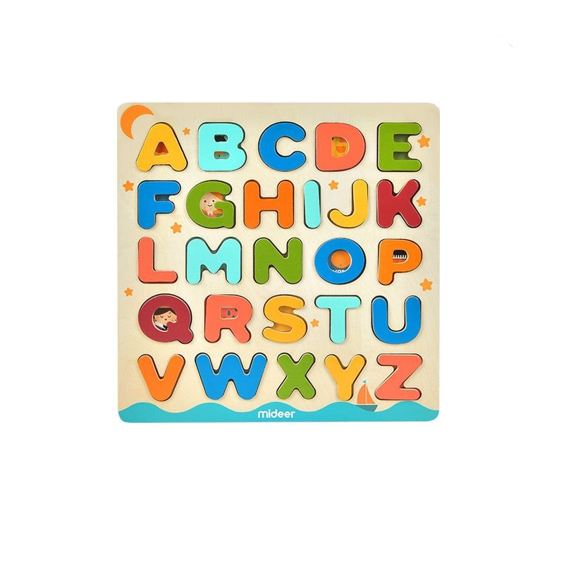 MIDEER - Puzzle alfabeto de madera magnéticos y encajables