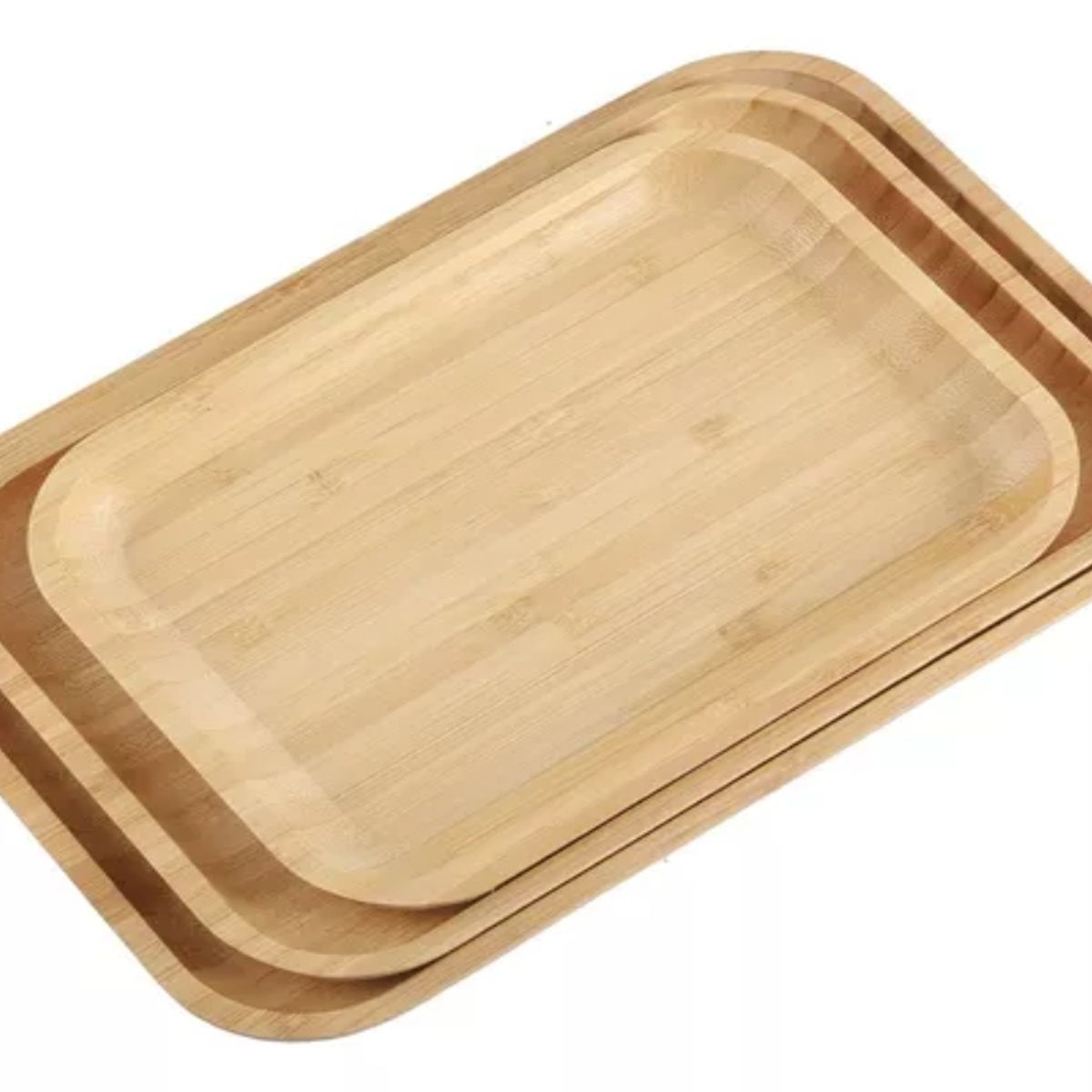 GENERICO - Set 3 Bandeja Platos Para Desayunos Comida Bambu