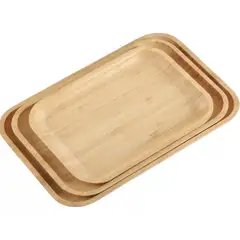 GENERICO - Set 3 Bandeja Platos Para Desayunos Comida Bambu