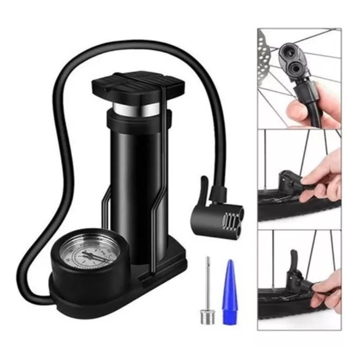 GENERICO - Bombín De Pie Profesional Multiuso Bicicletabalones 160psi