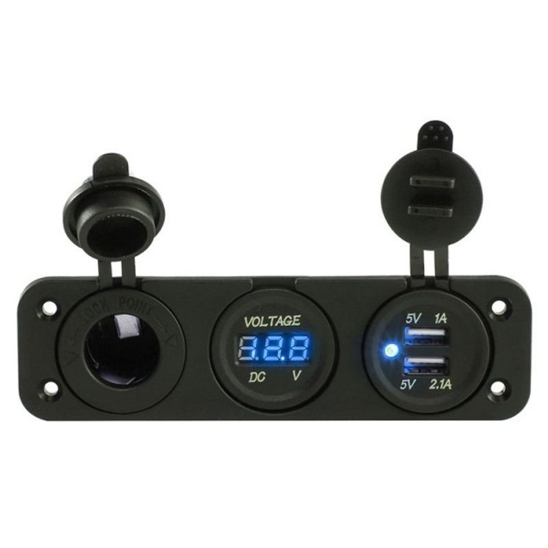 KUANGYE - Usb Dual Cargador Encendedor + Voltímetro Empotrado Autos