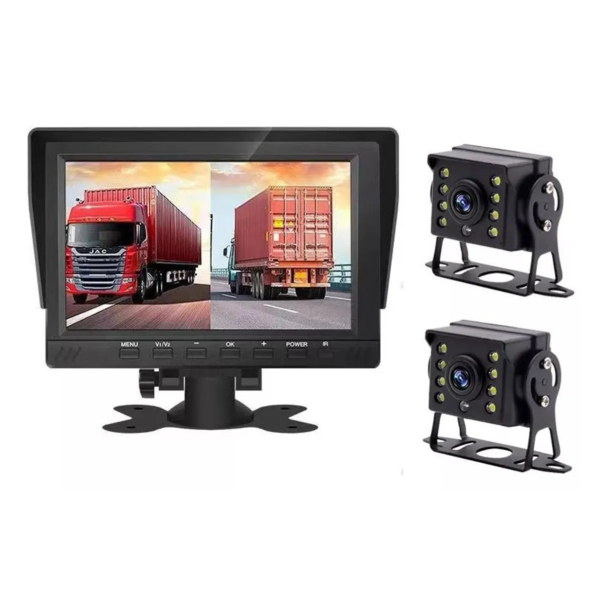 KUANGYE - Kit Dvr Con Pantalla 7 Con 2 Camaras Para Camion O Bus