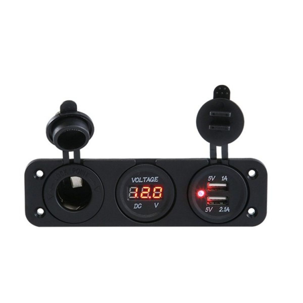 KUANGYE - Usb Dual Cargador Encendedor + Voltímetro Empotrado Autos