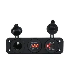 KUANGYE - Usb Dual Cargador Encendedor + Voltímetro Empotrado Autos