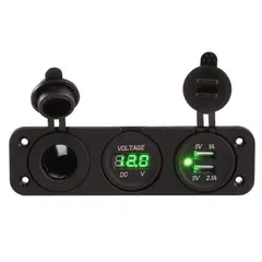 KUANGYE - Usb Dual Cargador Encendedor + Voltímetro Empotrado Autos