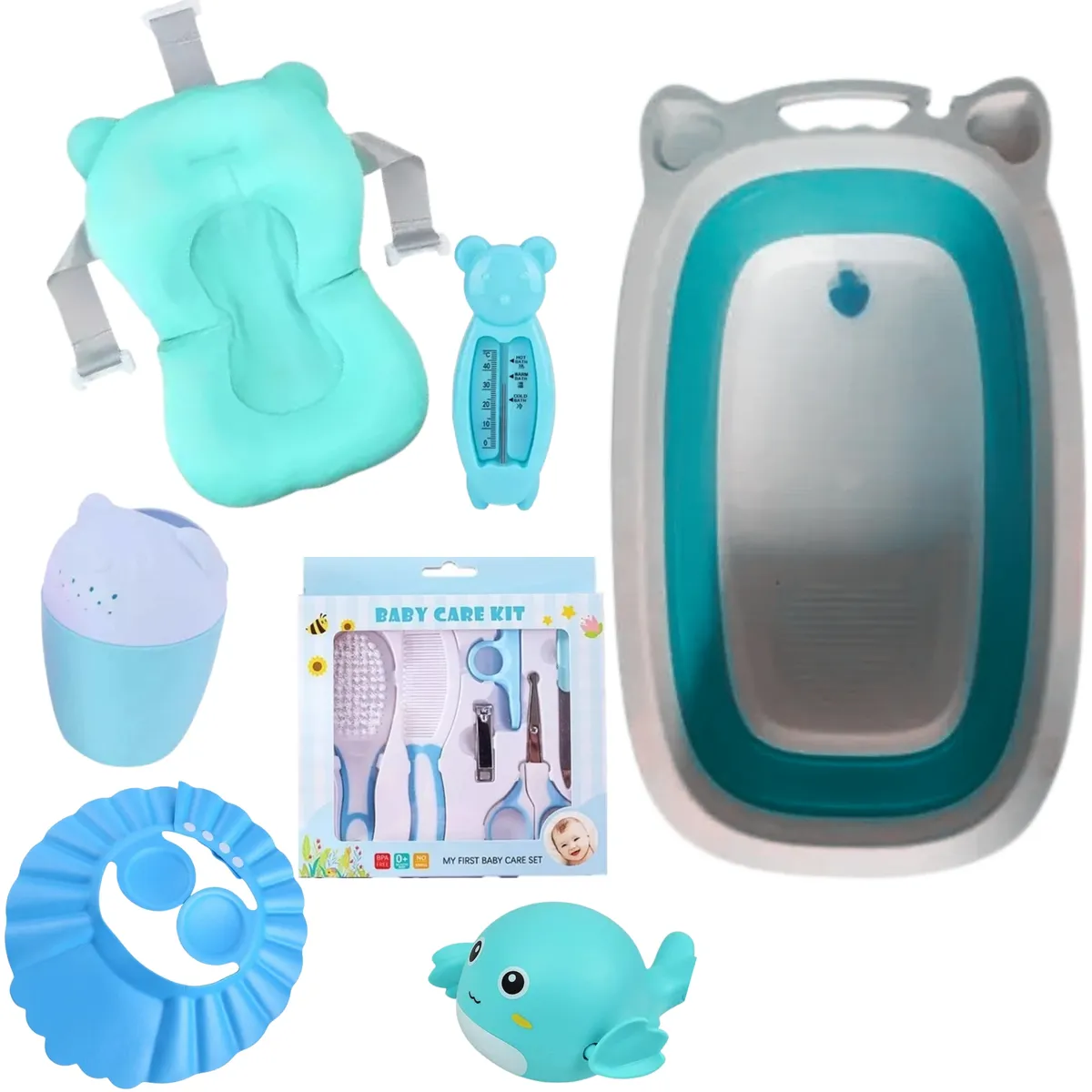 GENERICO - Bañera Tina Plegable Para Bebe + Cojín Hamaca + Accesorios