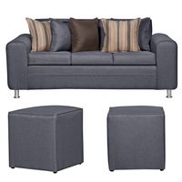 SOFA LEGEND 3 CUERPOS Y DOS POUF GRIS