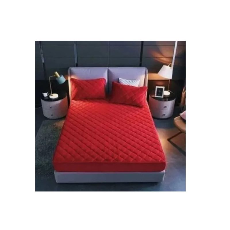 GENERICO - Cubrecolchon 2.5 Pl + 2 Fundas De Almohada (no Impermeable) Rojo