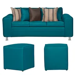 RUZAM MOBEL - SOFA LEGEND 3 CUERPOS Y DOS POUF TURQUESA