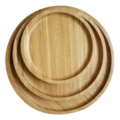 GENERICO - Set 3 Bandeja Para Desayunos Comida Bambu